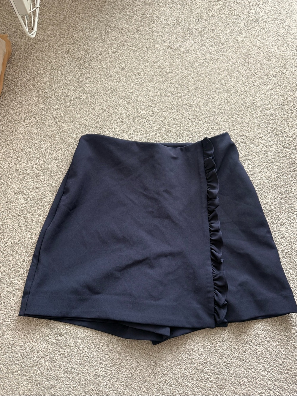 Express Navy Ruffle-Trim Skort